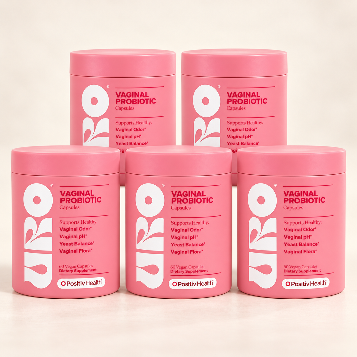Pack of 5: URO Vaginal Probiotics for Women with 5 Billion CFU & XOS Prebiotics – Pack of 5, 5-Month Supply